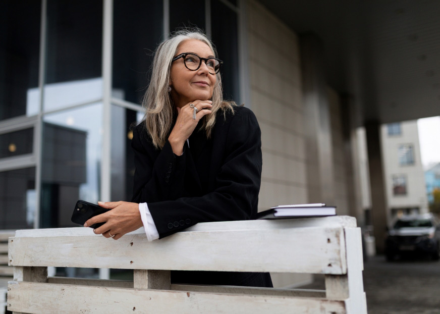 Businesswoman enjoying the view outside